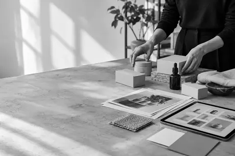 E-Commerce-Team prüft Produktdarstellung und Sortimentsdaten am Tablet