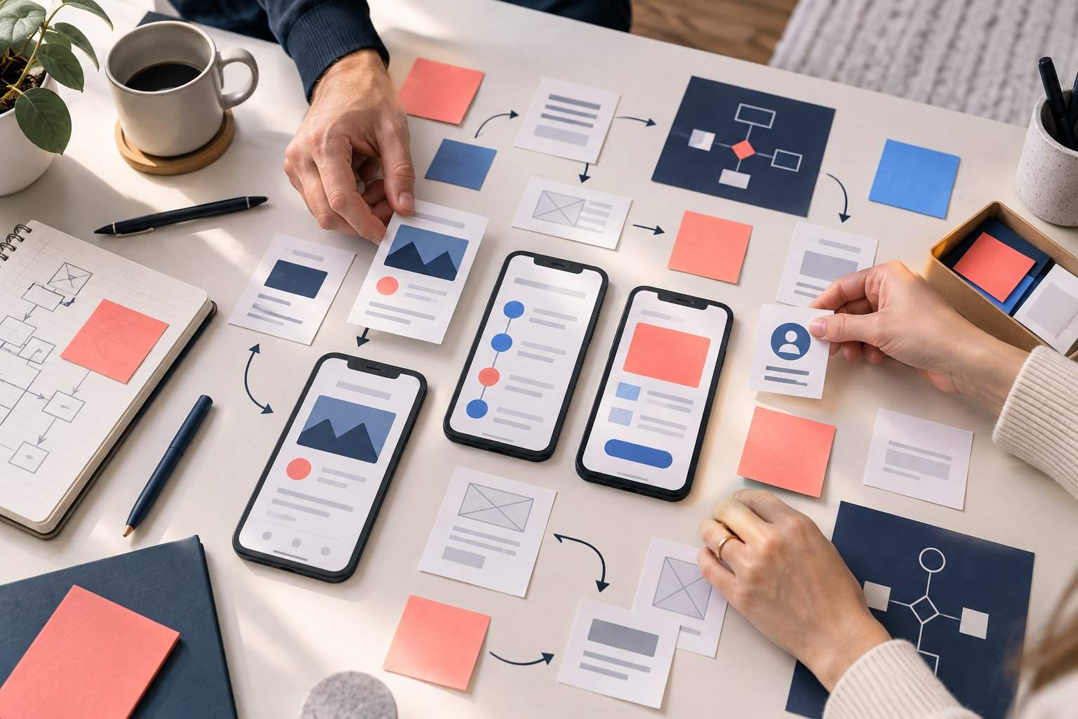Anforderungsworkshop mit Wireframes und Smartphone-Prototypen für eine App