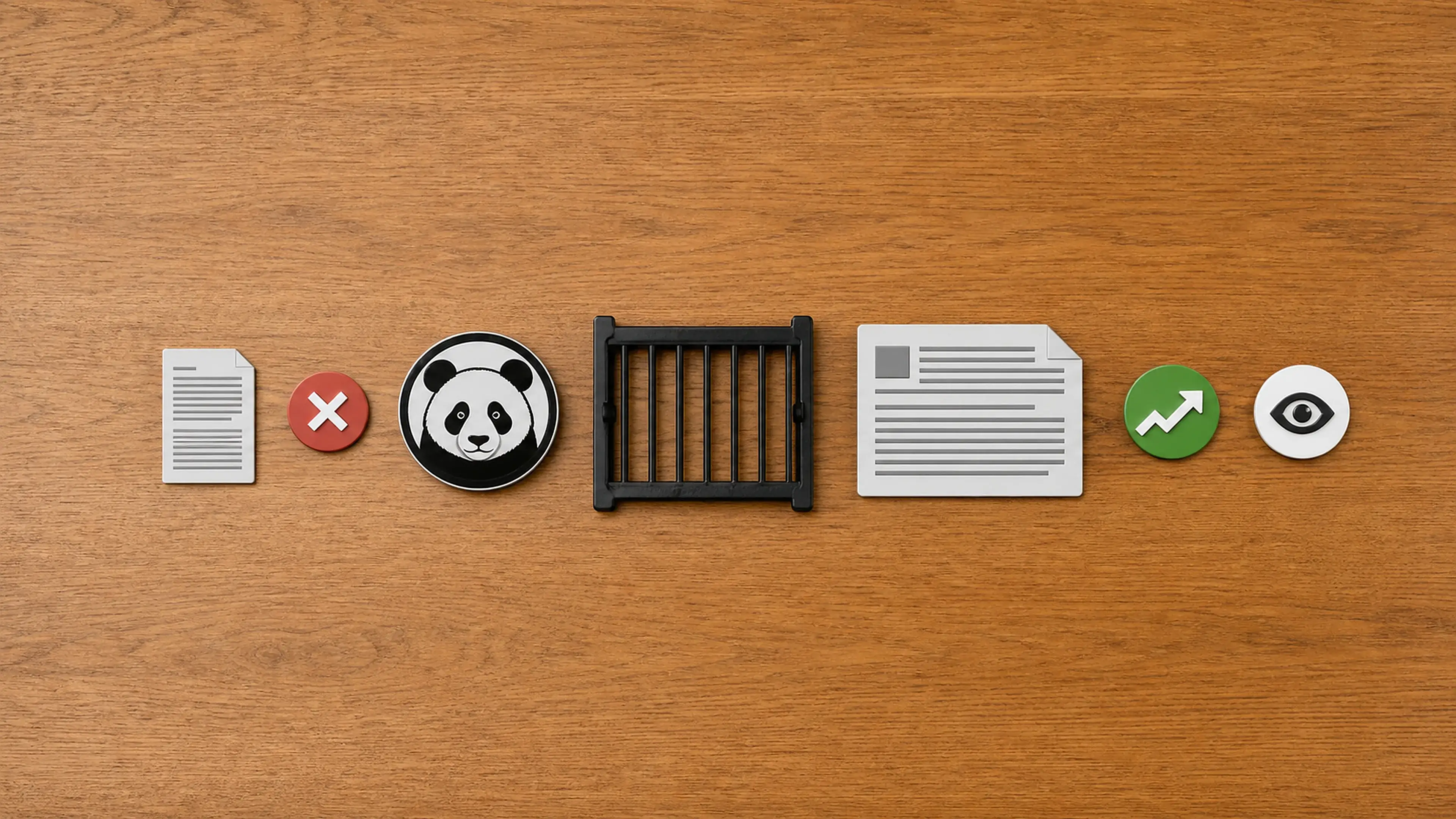 Ein Panda-Qualitätsfilter lässt eine gehaltvolle Inhaltsseite passieren und weist eine dünne Seite zurück