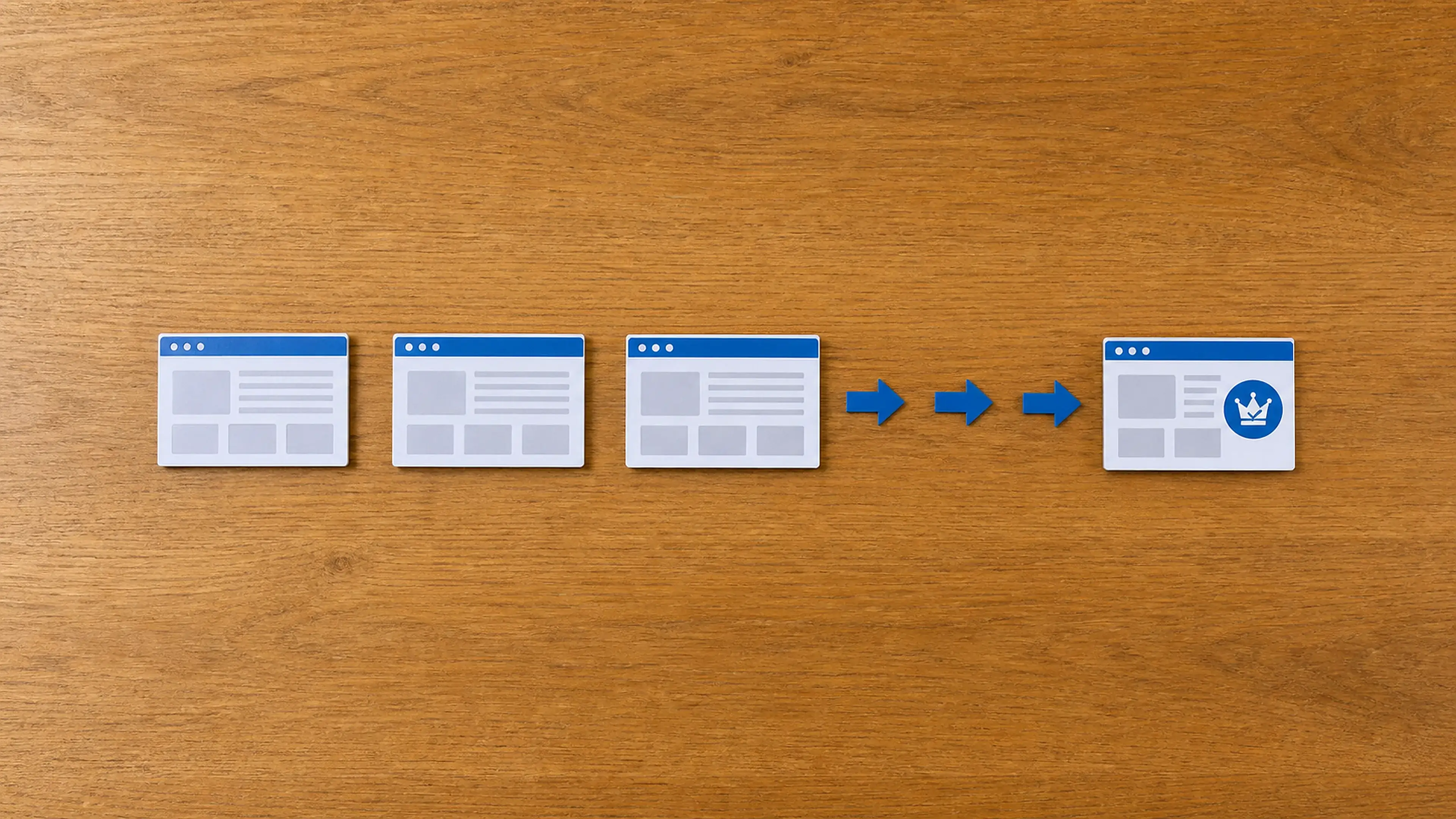 Drei gleichartige Webseiten verweisen gemeinsam auf eine ausgezeichnete kanonische Originalseite