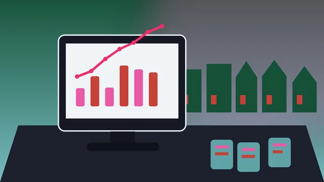 Individuelle Illustration für deutschlandweites Online Marketing mit vernetzten Kanälen, Website und Analyse-Dashboard