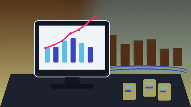 Individuelle SEO-Illustration für Unternehmen in Düren mit Rur und Industriestadt-Silhouette und Analyse-Dashboard