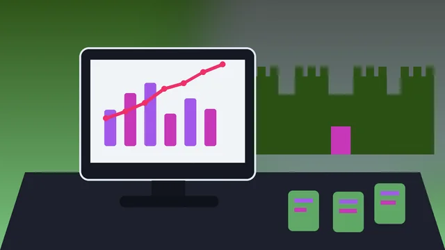 Individuelle SEO-Illustration für Unternehmen in Heidelberg mit Schloss über dem Neckar und Analyse-Dashboard