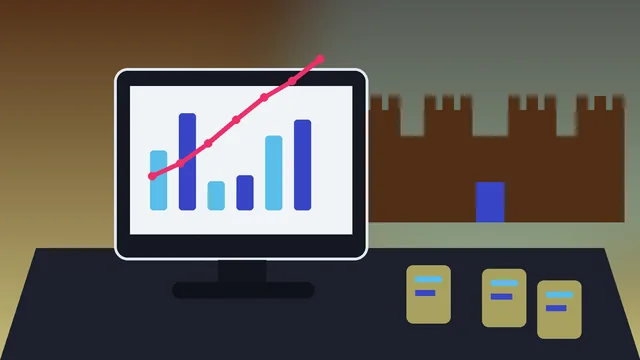 Individuelle SEO-Illustration für Unternehmen in Kassel mit Herkules und Bergpark und Analyse-Dashboard