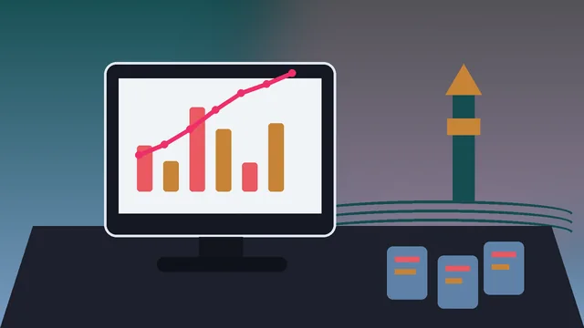 Individuelle SEO-Illustration für Unternehmen in Kiel mit Kieler Förde und Leuchtturm und Analyse-Dashboard