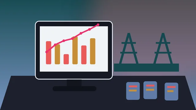 Individuelle SEO-Illustration für Unternehmen in Leverkusen mit Rhein und industrielle Stadtsilhouette und Analyse-Dashboard