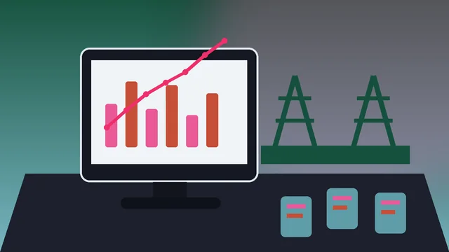 Individuelle SEO-Illustration für Unternehmen in Ludwigshafen am Rhein mit Industriehafen und Rhein und Analyse-Dashboard