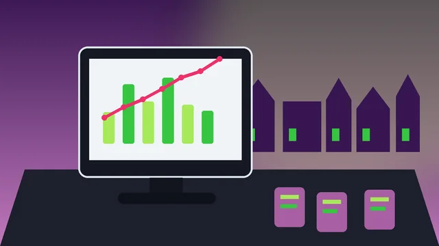 Individuelle SEO-Illustration für Unternehmen in Münster mit Prinzipalmarkt und Fahrradsilhouette und Analyse-Dashboard