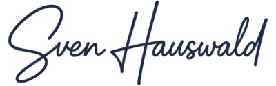 Sven Hauswald – Signatur-Logo in Dunkelblau
