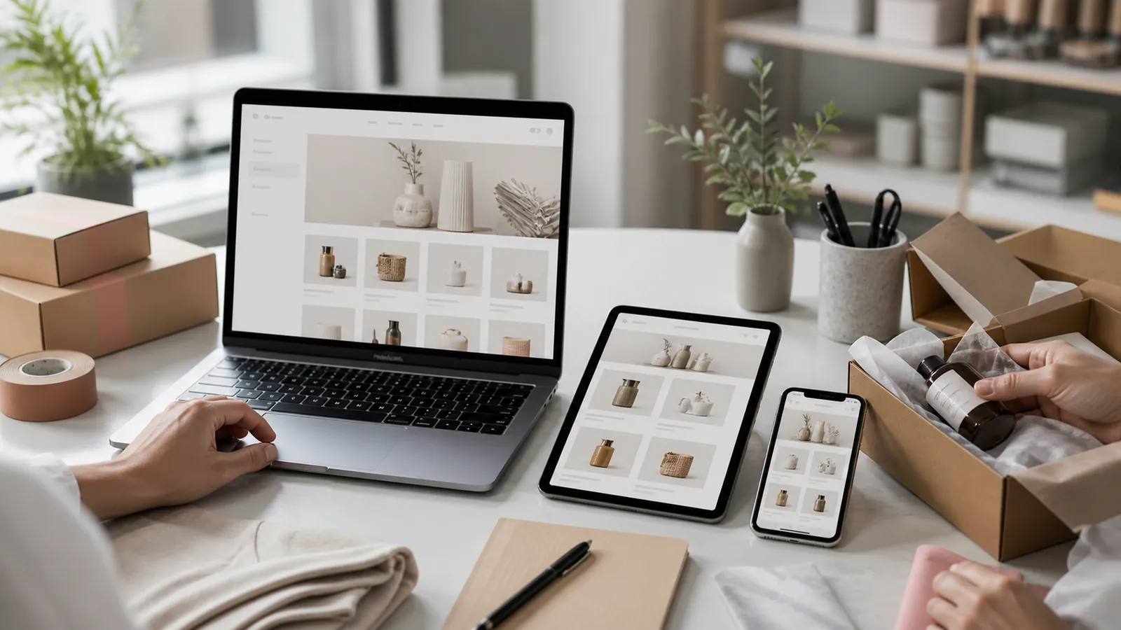 Individueller Onlineshop auf Laptop, Tablet und Smartphone
