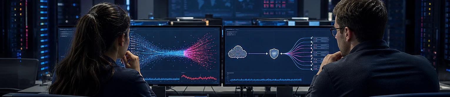 Sicherheitsteam analysiert auffällige HTTP-Anfragen und schützt einen Webserver vor einem Layer-7-DDoS-Angriff