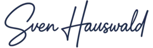 Sven Hauswald – Signatur-Logo in Dunkelblau
