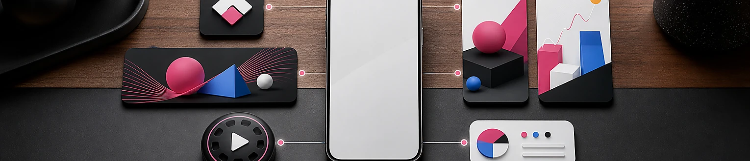 Icon, Feature-Grafik, Screenshots, Video und Metadaten bilden gemeinsam ein App-Asset-Set