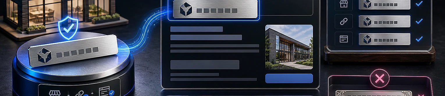Ein verifiziertes Unternehmensnamen-Asset wird in den Identitätsbereich einer Suchanzeige übernommen