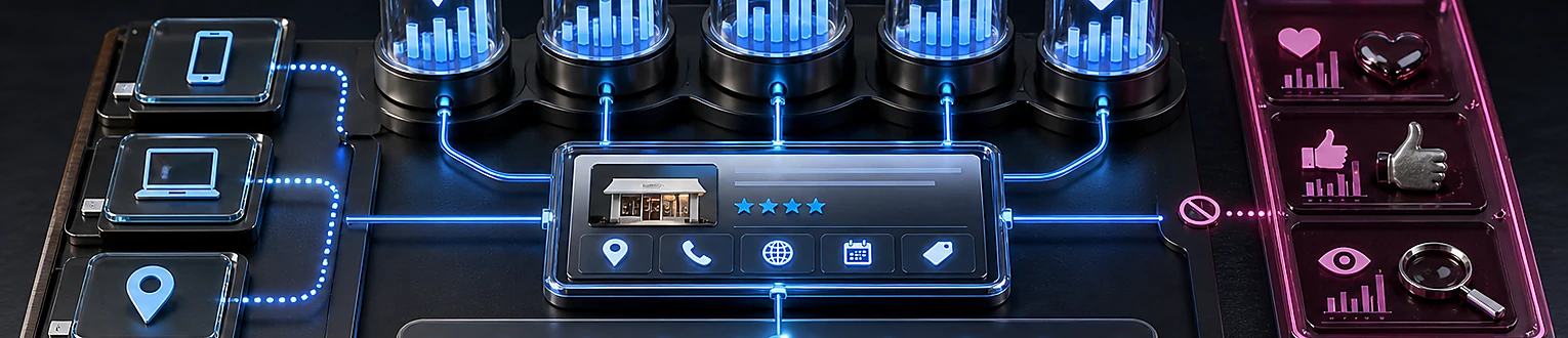 Ein Unternehmensprofil bündelt messbare Aufrufe, Anrufe, Routen, Websitebesuche und Terminanfragen