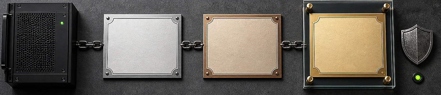 Serverzertifikat ist über eine Zwischenstelle mit einer geschützten Stammzertifizierungsstelle verbunden