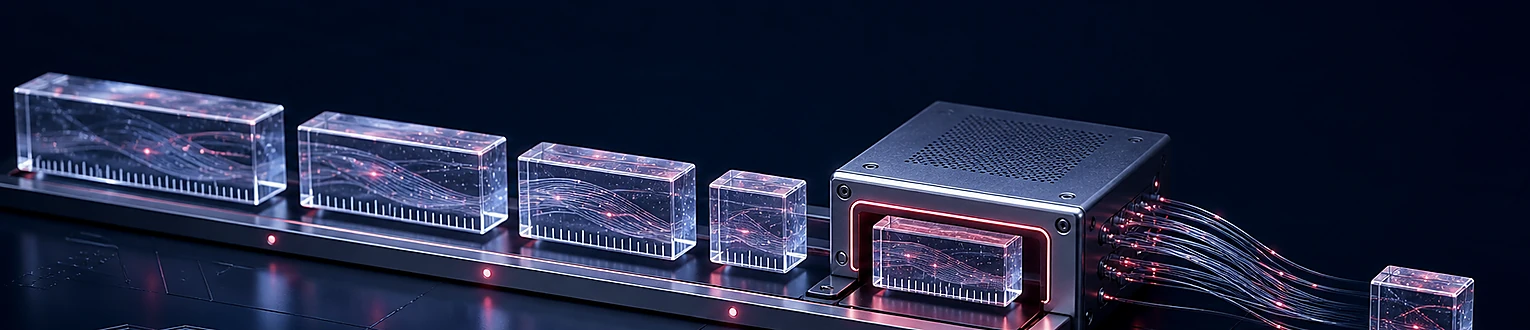 Unterschiedlich große Datenblöcke passieren nacheinander ein Netzwerk-Gateway und enden mit einem klar getrennten Abschlussblock