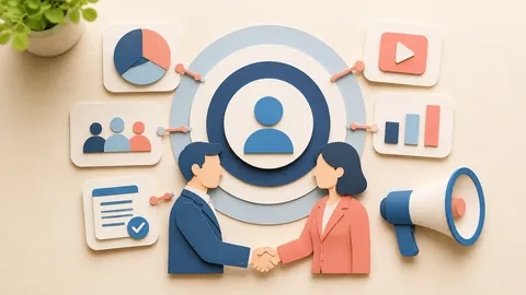 Helle Papercraft-Illustration zum Ratgeber B2B-Kommunikation auf LinkedIn