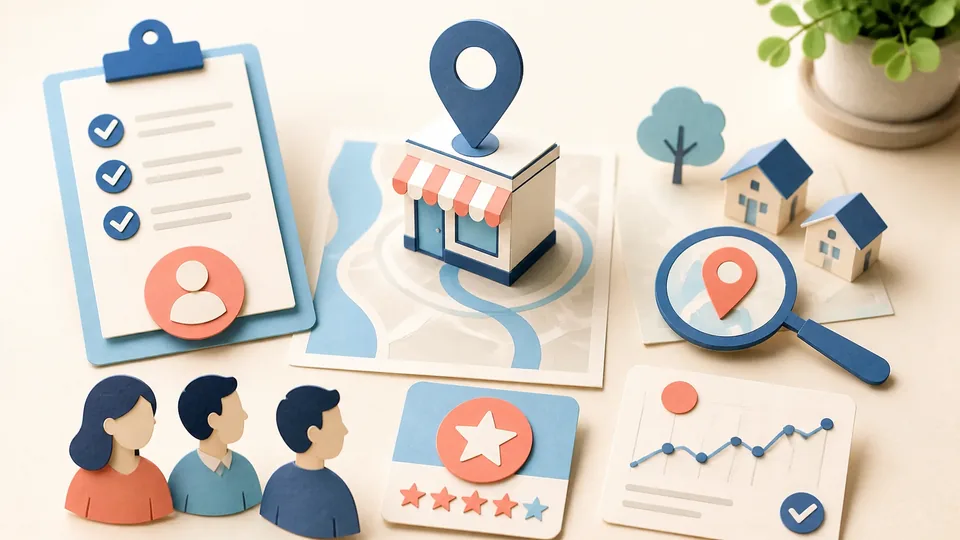 Helle Papercraft-Illustration zum Ratgeber Bing Places einrichten