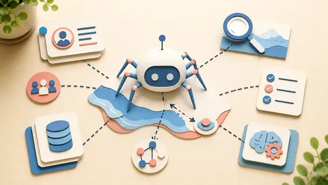 Helle Papercraft-Illustration zum Ratgeber Bingbot für KI-Suche