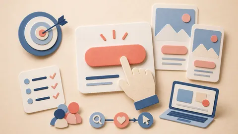 Helle Papercraft-Illustration zum Ratgeber Call-to-Actions verständlich gestalten
