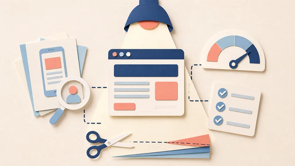 Helle Papercraft-Illustration zum Ratgeber Critical CSS gezielt einsetzen