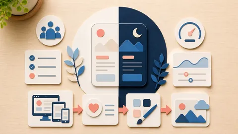 Helle Papercraft-Illustration zum Ratgeber Dark Mode sinnvoll anbieten