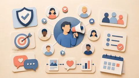 Helle Papercraft-Illustration zum Ratgeber Employee Advocacy aufbauen
