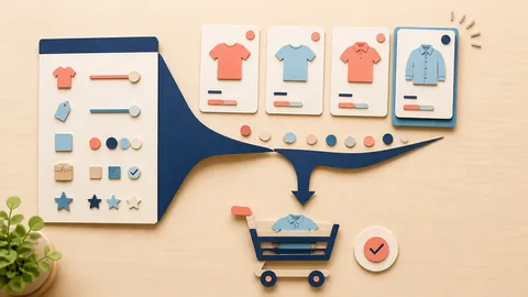 Helle Papercraft-Illustration zum Ratgeber Facettierte Navigation im Shop