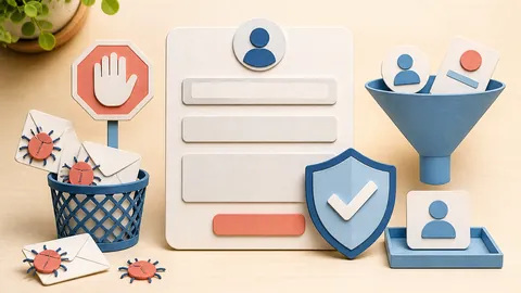 Helle Papercraft-Illustration zum Ratgeber Formulare gegen Spam schützen