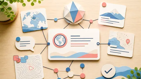 Helle Papercraft-Illustration zum Ratgeber Organization Schema für GEO