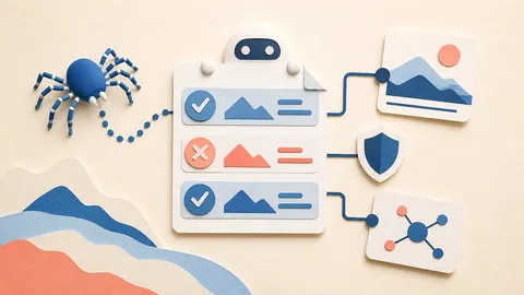 Helle Papercraft-Illustration zum Ratgeber KI-Crawler über robots.txt steuern