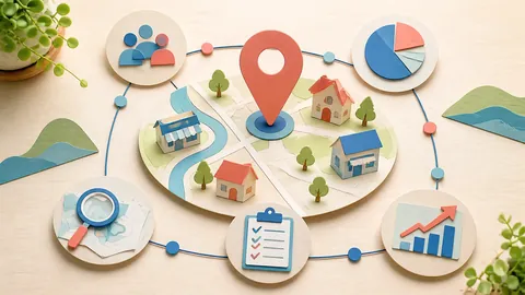 Helle Papercraft-Illustration zum Ratgeber Local GEO für regionale Anbieter