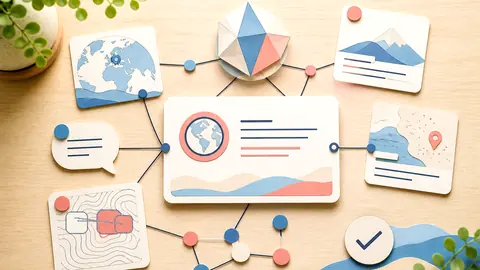 Helle Papercraft-Illustration zum Ratgeber GEO für Onlineshops