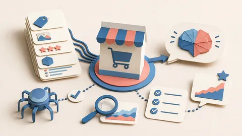 Helle Papercraft-Illustration zum Ratgeber Merchant Center und KI-Antworten