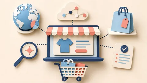 Helle Papercraft-Illustration zum Ratgeber GEO für Onlineshops