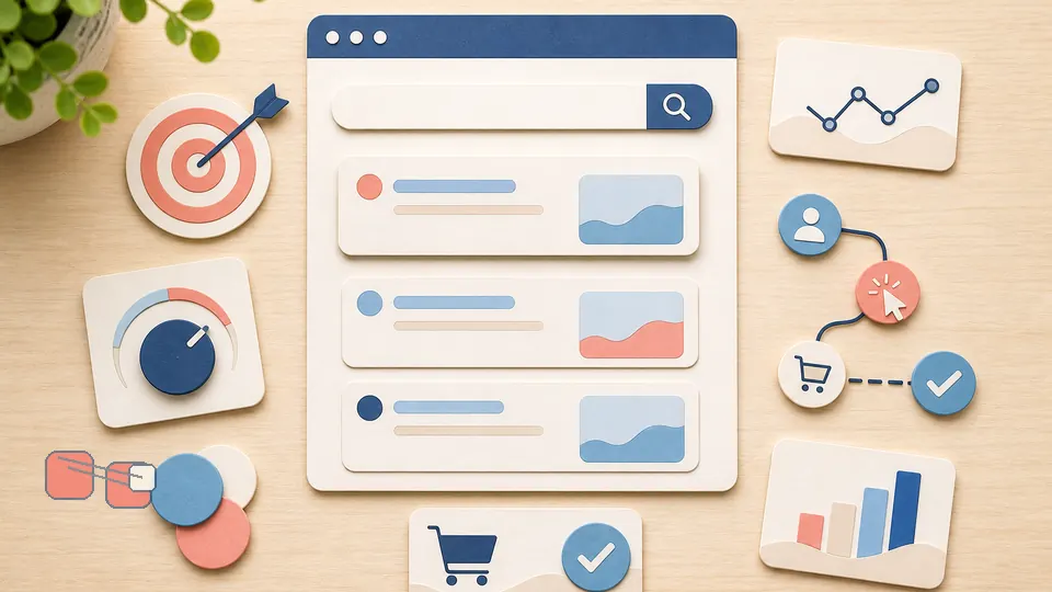 Helle Papercraft-Illustration zum Ratgeber Google-Ads-Reporting