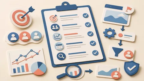 Helle Papercraft-Illustration zum Ratgeber Google-Ads-Audit Schritt für Schritt