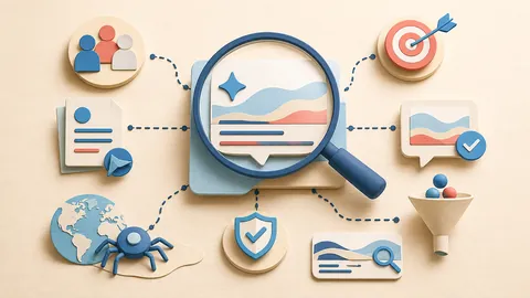 Helle Papercraft-Illustration zum Ratgeber Google AI Overviews verstehen