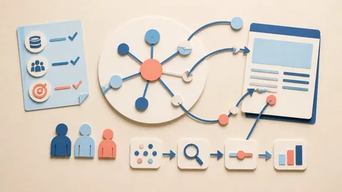 Helle Papercraft-Illustration zum Ratgeber Interne Verlinkung systematisch planen