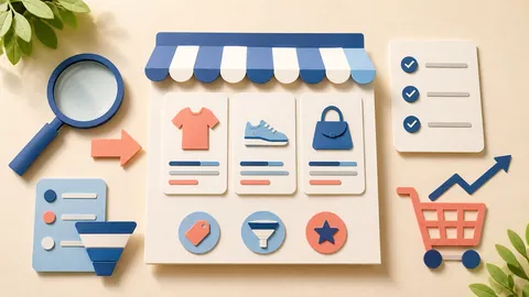 Helle Papercraft-Illustration zum Ratgeber Kategorieseiten für Shops optimieren