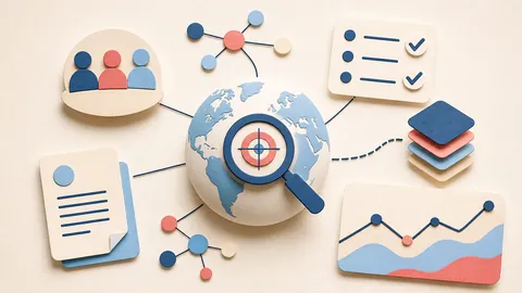 Helle Papercraft-Illustration zum Ratgeber Kennzahlen für GEO definieren