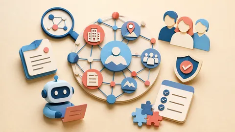 Helle Papercraft-Illustration zum Ratgeber Knowledge Graph Signale stärken