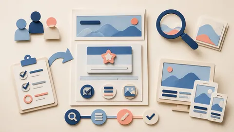 Helle Papercraft-Illustration zum Ratgeber Leistungsseiten gestalten