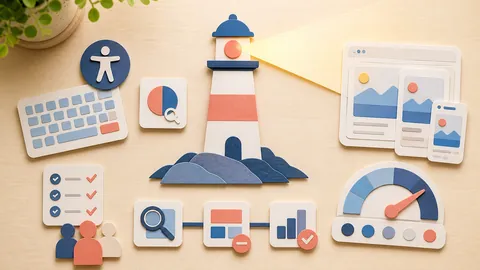 Helle Papercraft-Illustration zum Ratgeber Lighthouse richtig verwenden
