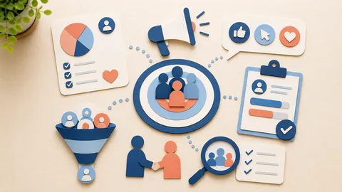 Helle Papercraft-Illustration zum Ratgeber LinkedIn Ads Grundlagen