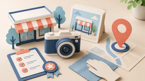 Helle Papercraft-Illustration zum Ratgeber Standortfotos professionell pflegen