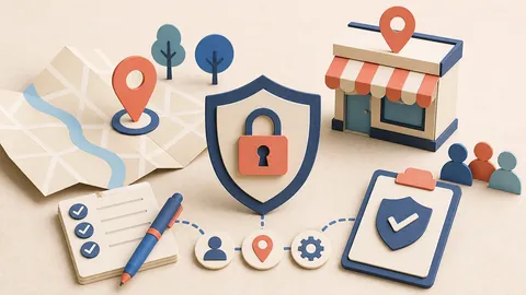 Helle Papercraft-Illustration zum Ratgeber Datenschutz bei Local SEO