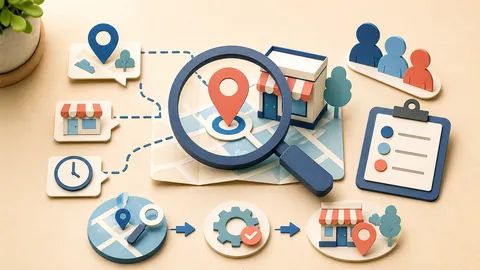 Helle Papercraft-Illustration zum Ratgeber Local Finder verstehen