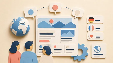Helle Papercraft-Illustration zum Ratgeber Mehrsprachige Websites gestalten